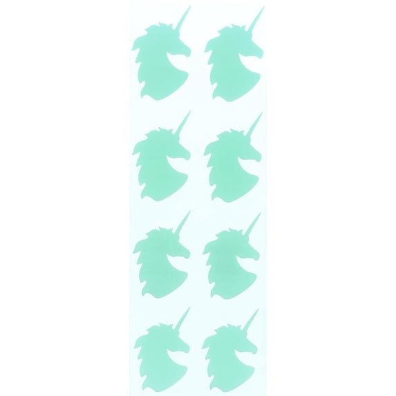 Royal Green Unicorn Stickers for Bags, Party Favors, and Envelopes Seals 2 inch (50mm) in Pastel Green - 80 Pack