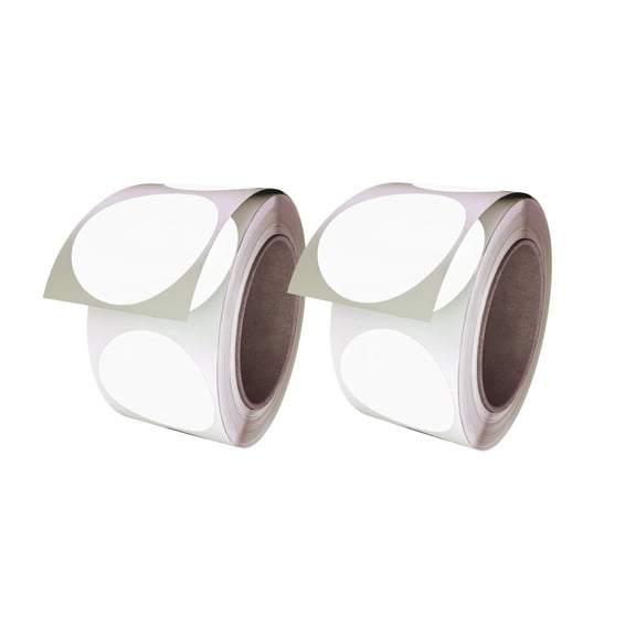 Royal Green White Round Labels Circle Adhesive dot Stickers 50mm - 2 Rolls - 1200