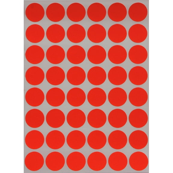 Royal Green Write Dot Sticker 11/16" Inch  Color-Coding Labels for Inventory Office Supplies in Neon Red (17mm), 4800 Pack