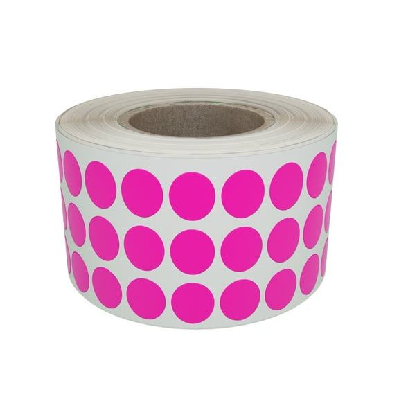 Royal Green dot Sticker Label 1/4 Inch (8mm - 0.25 in) - Flourescent Neon Pink Stickers on roll - 2000 Pack