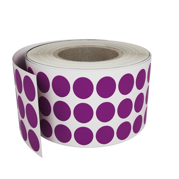 Royal Green dot Sticker Labels in Purple 1/4 Inch (8mm) Inventory Label on roll 0.25 in - 2000 Pack