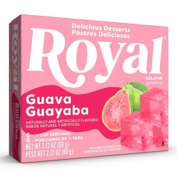 Royal Guava Gelatin Dessert Mix, Fat-Free, 6 Servings, 2.12 oz Box