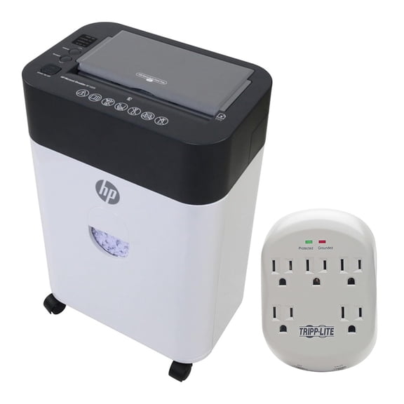 Royal HP AF1009 Micro-Cut Shredder w/ Automatic Sheet Feeding (White) + Tripp Lite 5-Outlet Surge Protector