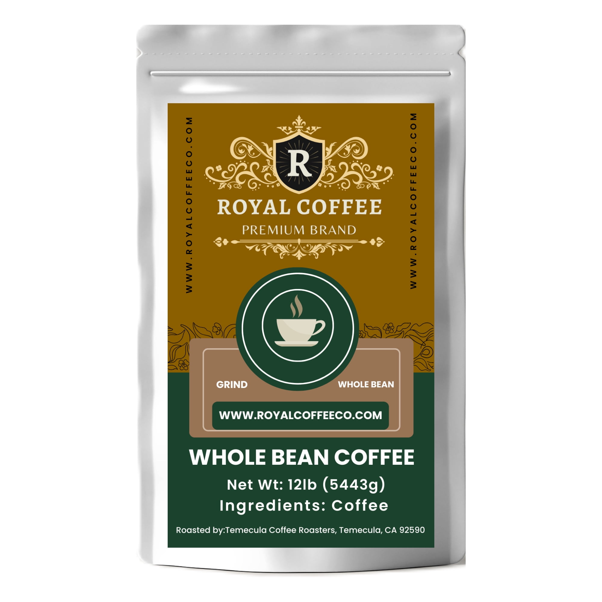 Royal Half Caffeine Fresh Roasted Coffee, (Half Caf) (Whole Bean
