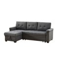 thumbnail image 1 of 84 Inch 2 Piece Pull Out Sleeper Sofa, Storage Chaise, Split Back, Dark Gray Fabric - Saltoro Sherpi, 1 of 7
