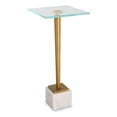 thumbnail image 1 of Accent Table- 11 Inch Square Glass Top- White Marble- Retro Brass, 1 of 8
