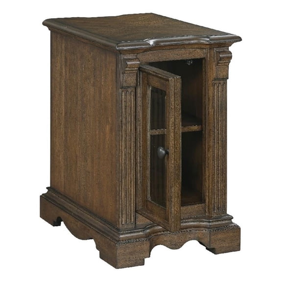 Chairside End Table- 22 Inch- 1 Glass Door w USB A and C Ports