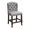 thumbnail image 1 of Wingback Fabric Counter Height Chair with Button Tufting, Set of 2, Gray- Saltoro Sherpi, 1 of 5