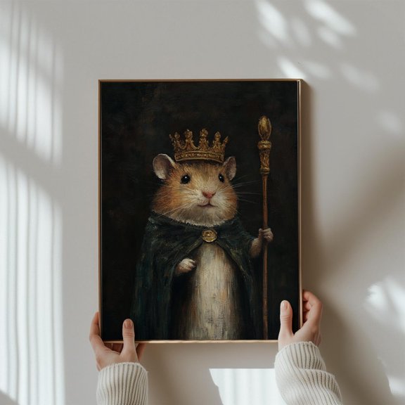 Royal Hamster Dark Academia Wall Art Decor Unframed Paper Print