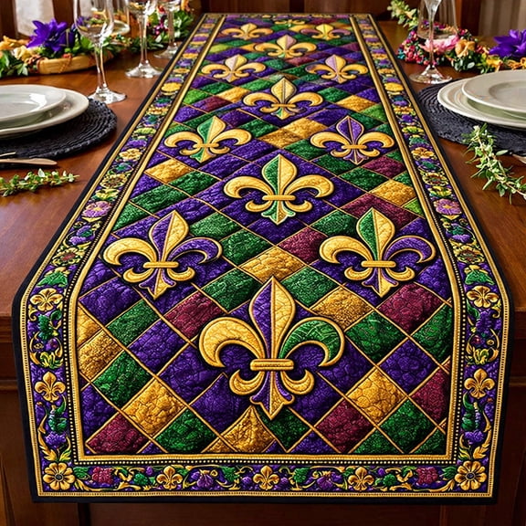 Royal Harlequin Fleur Quilted Table Runner