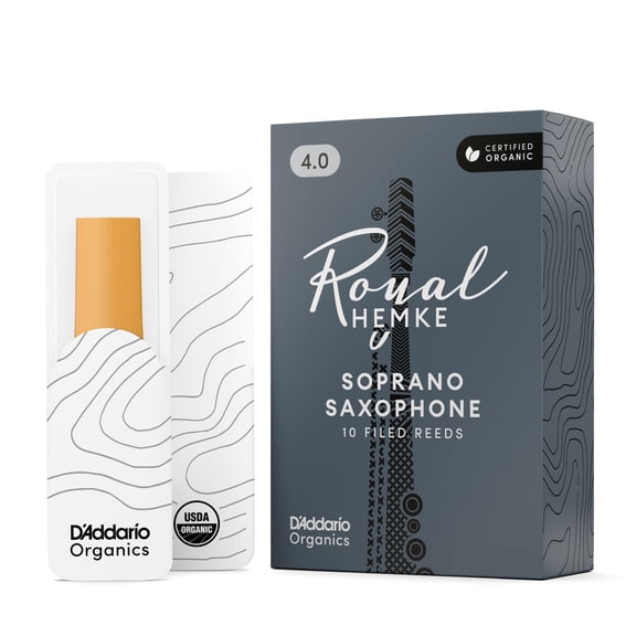 Royal Hemke Organic Soprano Saxophone Reeds, Strength 4.0, 10-pack