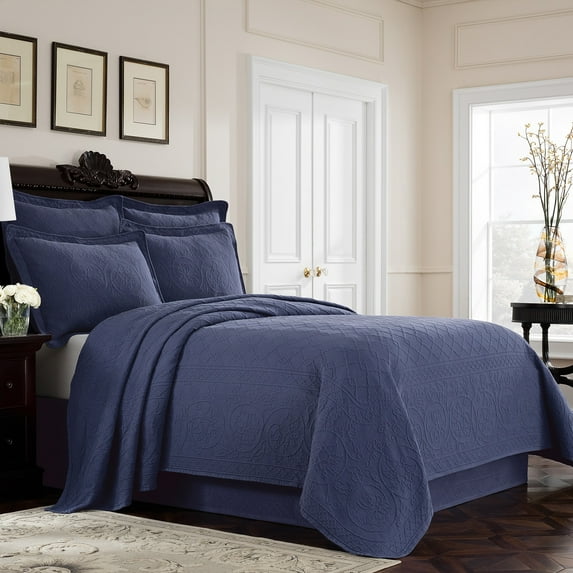 Royal Heritage Williamsburg Richmond Cotton Bedskirt Blue Full