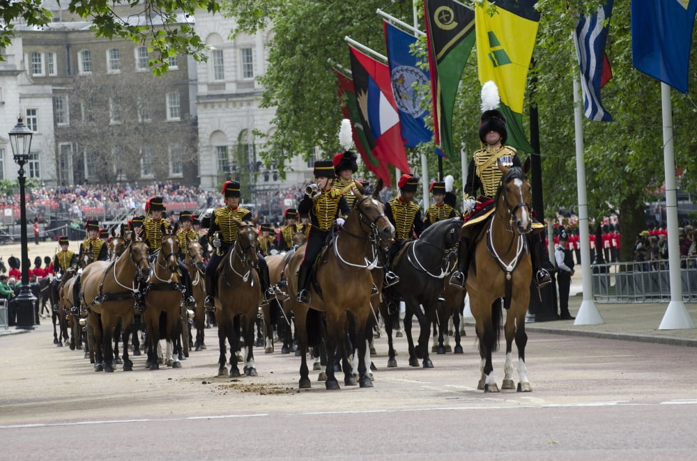 Royal Horse Guards of the cavalry regiment in Trooping the Colour ceremony Canvas Art - Andrew ChittockStocktrek Images (35 x 23)