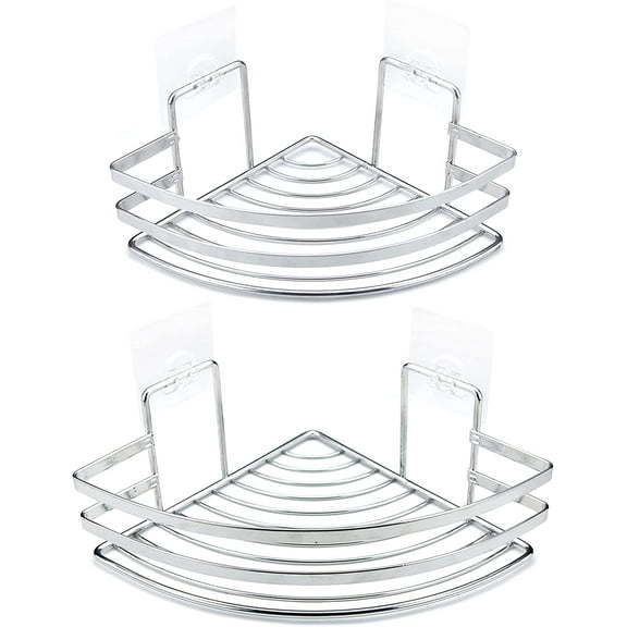 Royal House 2-Pack Stainless Steel Corner Shower Caddy Shelves, Corner Organizer For Bath & Kitchen Wall, Storage & Organization Accessories For Kitchen And Bath (Silver)