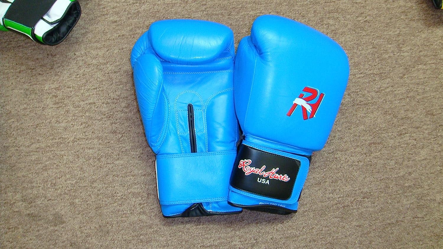 Royal Hurts Boxing Gloves in Top Grade Leather Blue 10oz RH
