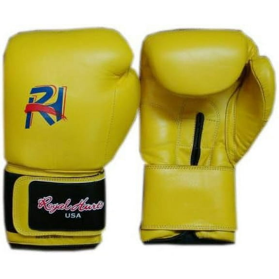 Royal Hurts Boxing Gloves in Top Grade Leather Yellow 12oz RH