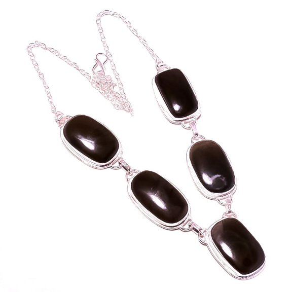 Royal Jasper Gemstone Necklace Handmade Gift Adjustable Chain Jewelry 18" SN 585