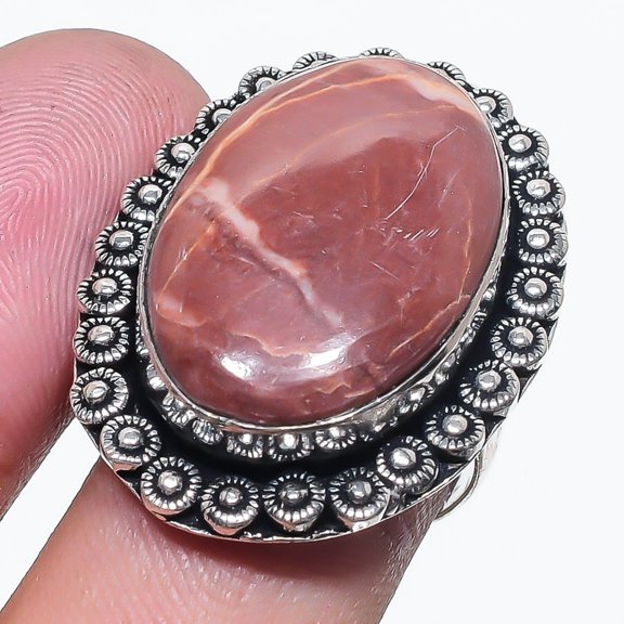 Royal Jasper Oval Shape Gemstone Adjustable Ring Handmade Unique Jewelry FR 2471