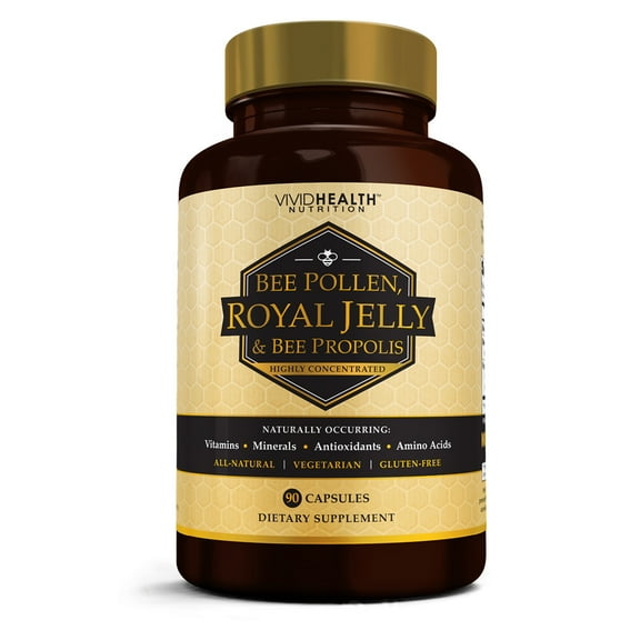 Royal Jelly Immune Boosting Capsules with Bee Pollen and Propolis, 90 Veggie Caps