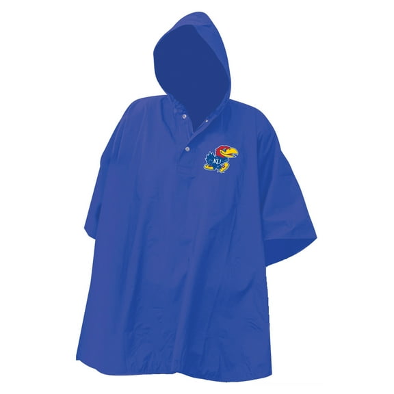 Royal Kansas Jayhawks Deluxe Adult Stadium Quarter-Snap-Rain Poncho