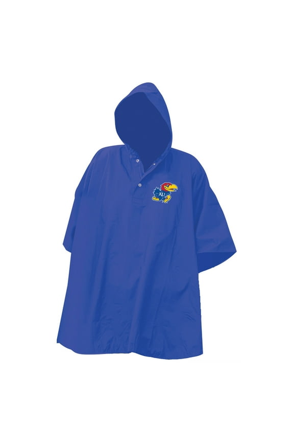 Royal Kansas Jayhawks Deluxe Adult Stadium Quarter-Snap-Rain Poncho