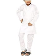 Royal Kids White Cotton Kurta Pyjama