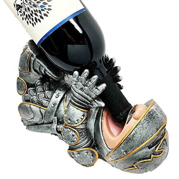 Royal Knight Suit of Armor Wine Guzzler Holder Kitchen Decor Resin Figurine