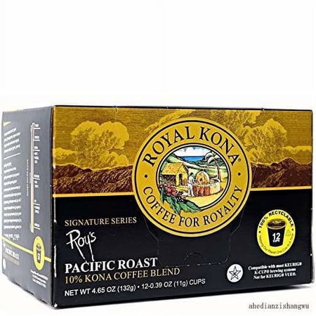 Royal Kona Coffee Roy's Pacific Roast, Medium-Dark, Single-Serve Coffee Pods - 12 Count Box