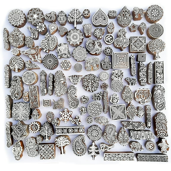 Royal Kraft Assorted Wooden Block Printing Stamps (Set of 10)