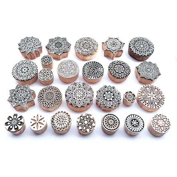 Royal Kraft Round Mandala Wooden Block Printing Stamps (Set of 25) Bulk01_25G
