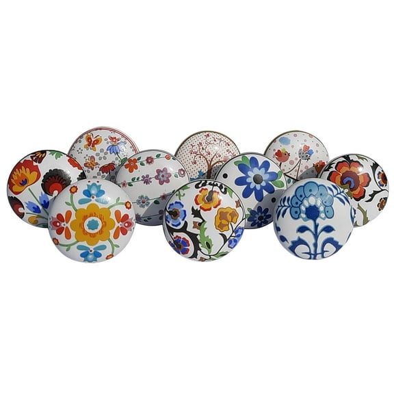 Royal Kraft Vintage Ceramic Pull Knobs for Kitchen Cabinet, Door & Drawer, Wardrobe, Cupboard (Set of 10) Sknob012