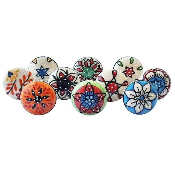 Royal Kraft Vintage Ceramic Pull Knobs for Kitchen Cabinet, Door & Drawer, Wardrobe, Cupboard (Set of 10)