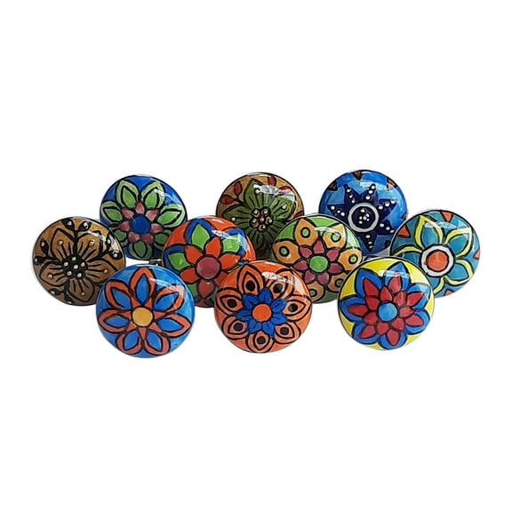 Royal Kraft Vintage Ceramic Pull Knobs for Kitchen Cabinet, Door & Drawer, Wardrobe Set of 10