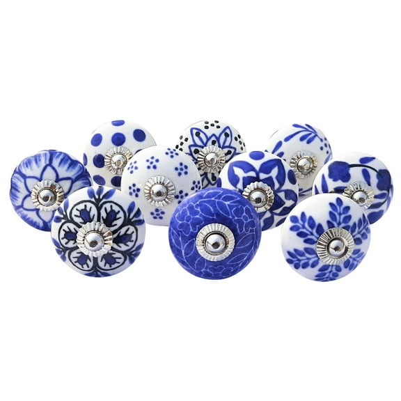 Royal Kraft Vintage Hand Painted Ceramic Pull Knobs for Kitchen Cabinet, Door & Drawer, Wardrobe, Cupboard (Set of 10) Sknob002