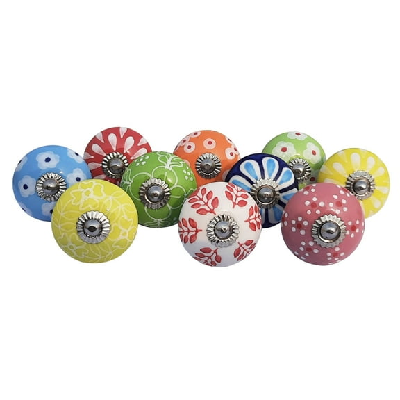 Royal Kraft Vintage Hand Painted Ceramic Pull Knobs for Kitchen Cabinet, Door & Drawer, Wardrobe, Cupboard (Set of 10) Sknob008