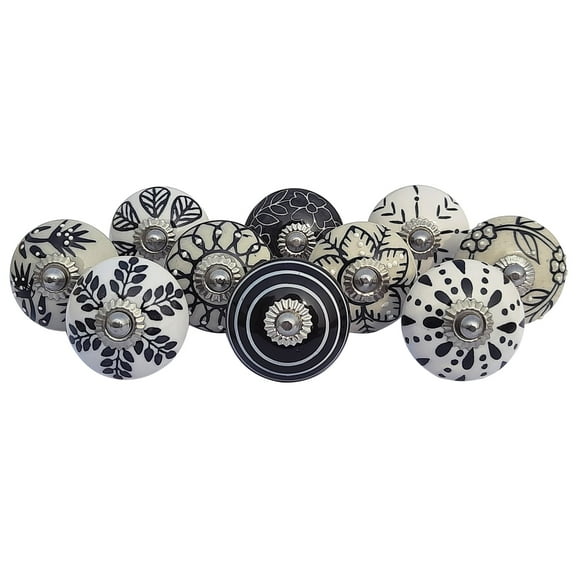 Royal Kraft Vintage Hand Painted Ceramic Pull Knobs for Kitchen Cabinet, Door & Drawer, Wardrobe, Cupboard (Set of 10) Sknob009