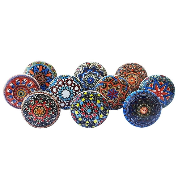 Royal Kraft Vintage Multicolor Painted Ceramic Pull Knobs for Kitchen Cabinet, Door & Drawer, Wardrobe, Cupboard (Set of 10) Sknob017
