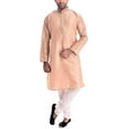 thumbnail image 1 of Royal Kurt Mens Silk Blend Self Design Kurta Pyjama Brown, 1 of 1