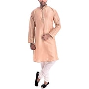 Royal Kurt Mens Silk Blend Self Design Kurta Pyjama Brown