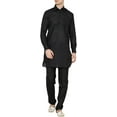 thumbnail image 1 of Royal Kurta Men's Linen Pathani Kurta Pyjama Black, 1 of 1