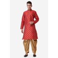 thumbnail image 1 of Royal Kurta Elegant Maroon Jacquard Silk Printed Long Kurta and Bronze Salwar for Men, 1 of 6