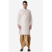 Royal Kurta Jacquard Silk Printed Cream Kurta and Bronze Dhoti Set for Men