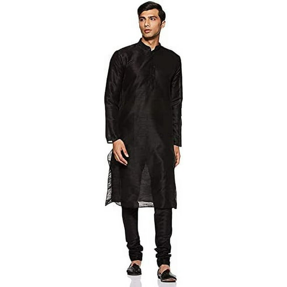 Royal Kurta Men's Art Silk Kurta Pyjama (44, Black)