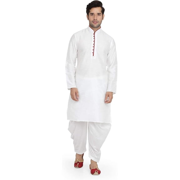 Royal Kurta Men's Art Silk Kurta Salwar White 38