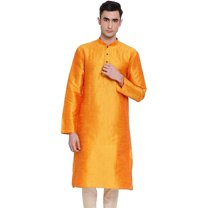 Royal Kurta Men's Art Silk Straight Kurta (40, Orange)