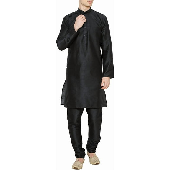 Royal Kurta Men's Black Silk Kurta