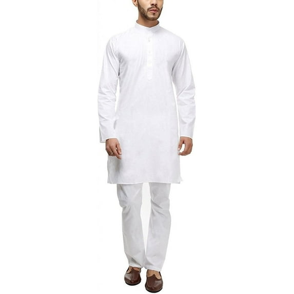 Royal Kurta Men's Cotton Kurta Pyjama Set (White, 38)