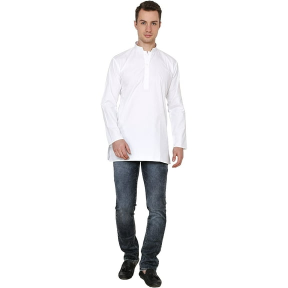 Royal Kurta Men's Cotton Short Kurta White