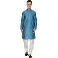 thumbnail image 1 of Royal Kurta Men's Cotton Silk Plain Solid Long Only Kurta (38, Turquise), 1 of 1