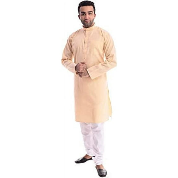 Royal Kurta Men's Cotton Solid Pyjama Set (asdasda_Gold_40)